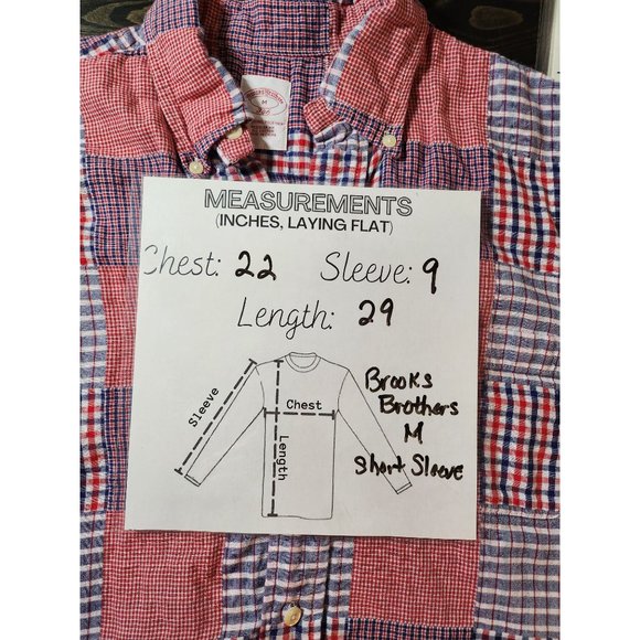 Brooks Brothers Men's Short‎ Sleeve All cotton patchwork Shirt Size Med. - Picture 4 of 4